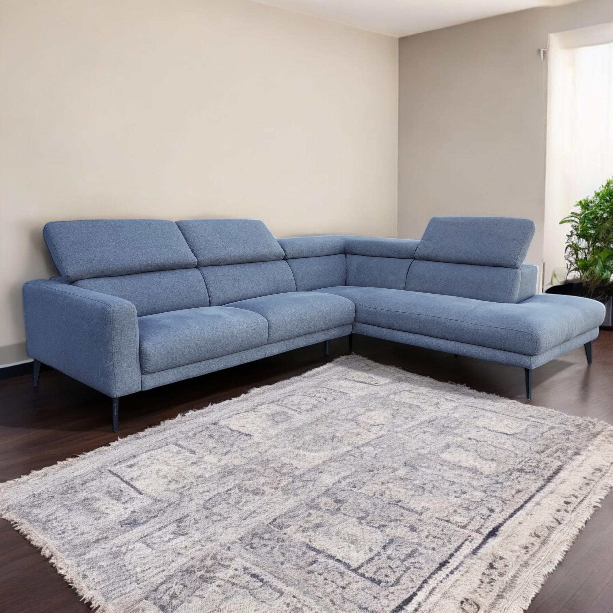 Grey Corner L Shaped Sectional with Headrests