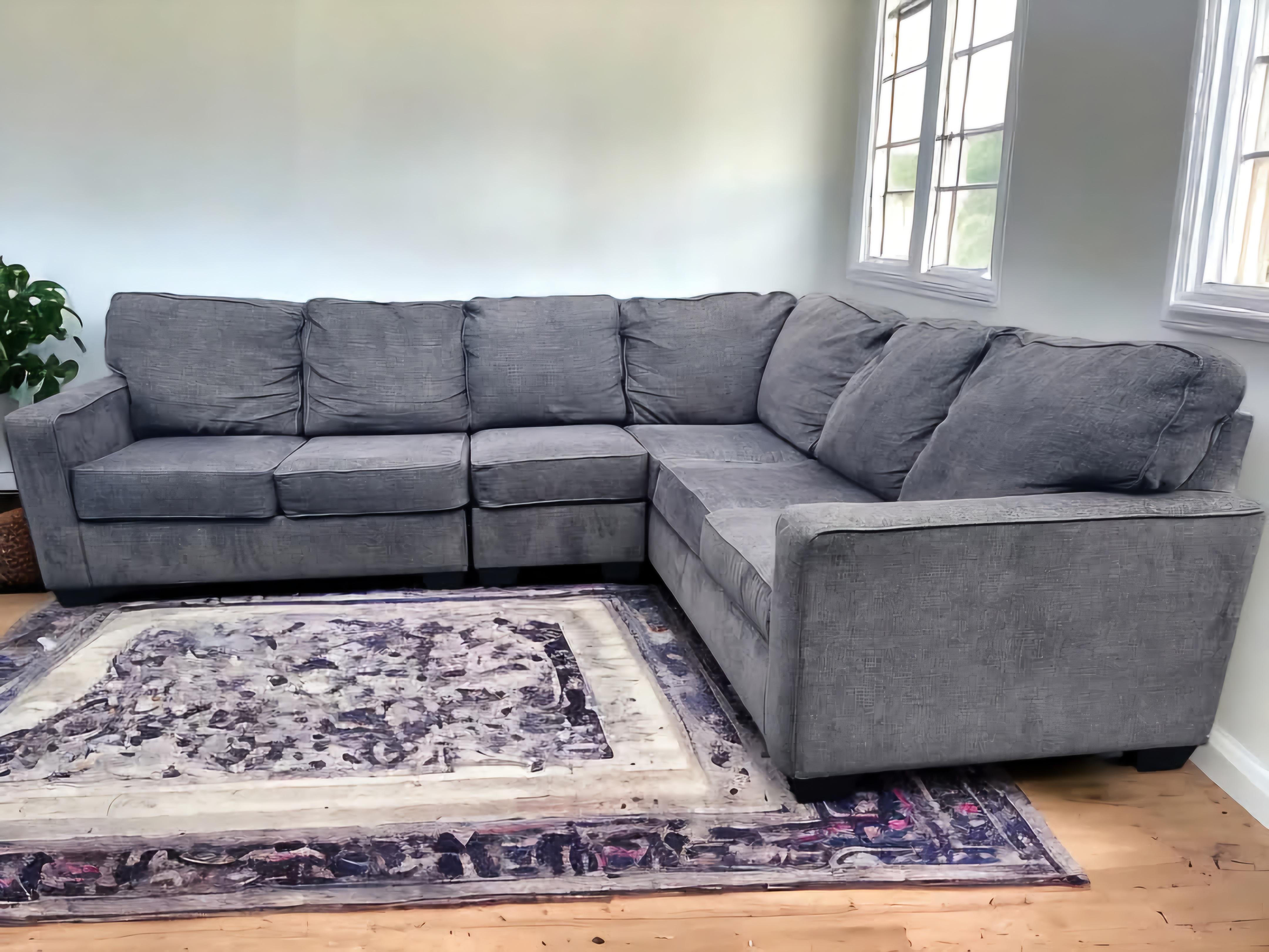 Large 3 Piece Gray L Shaped Sectional