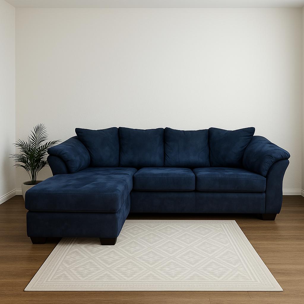 Black Dark Green Couch with Reversible Chaise