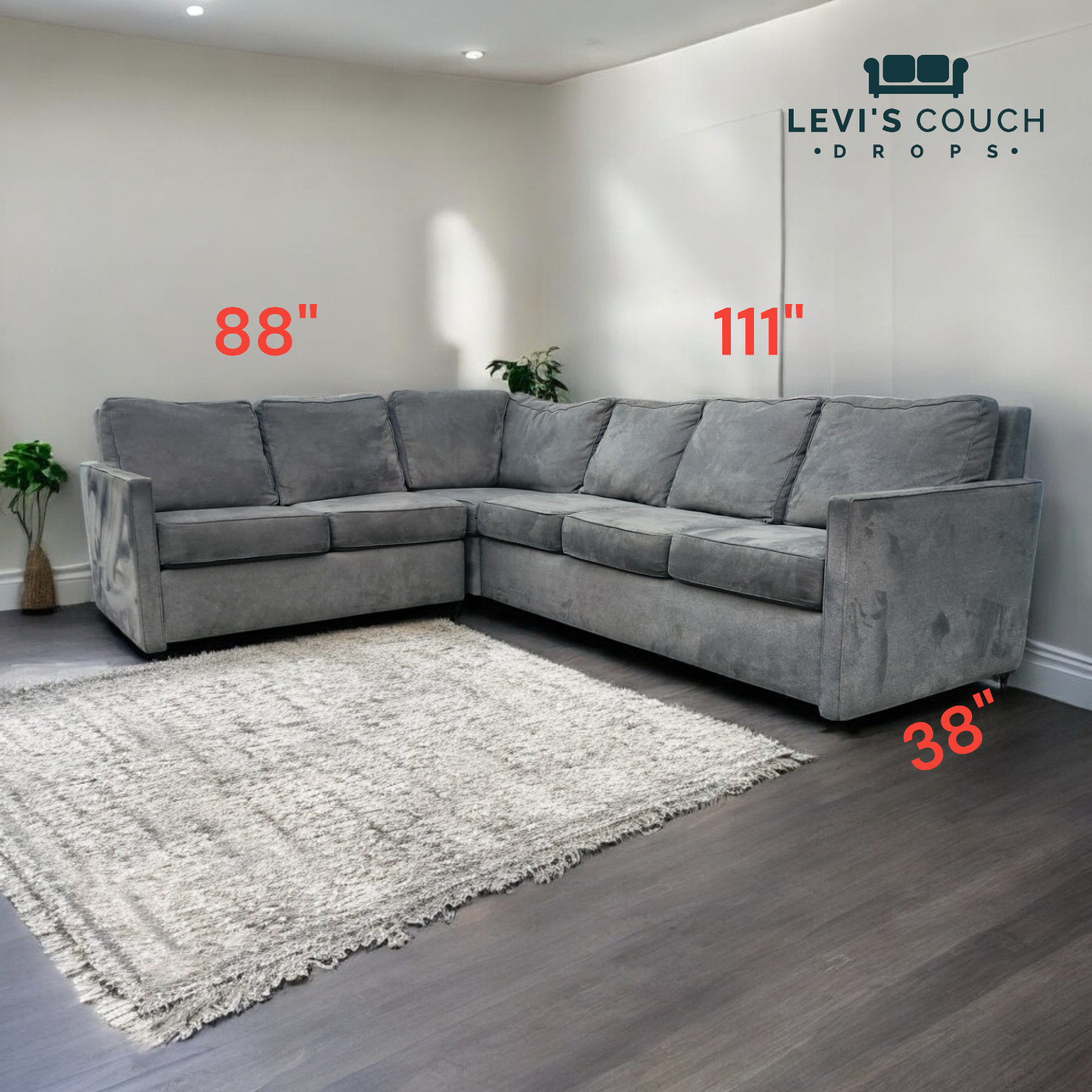 Corner L Shape Sectional Couch Sofa in Gray