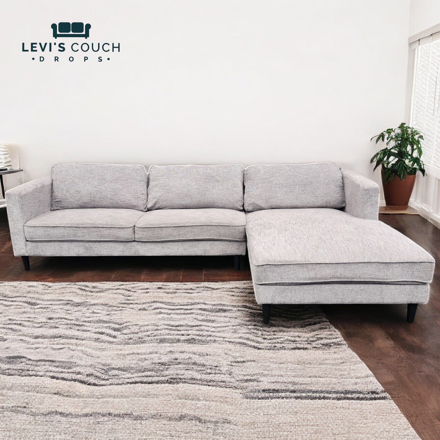 Corner L Shape Sectional Couch Sofa with Chaise in Gray