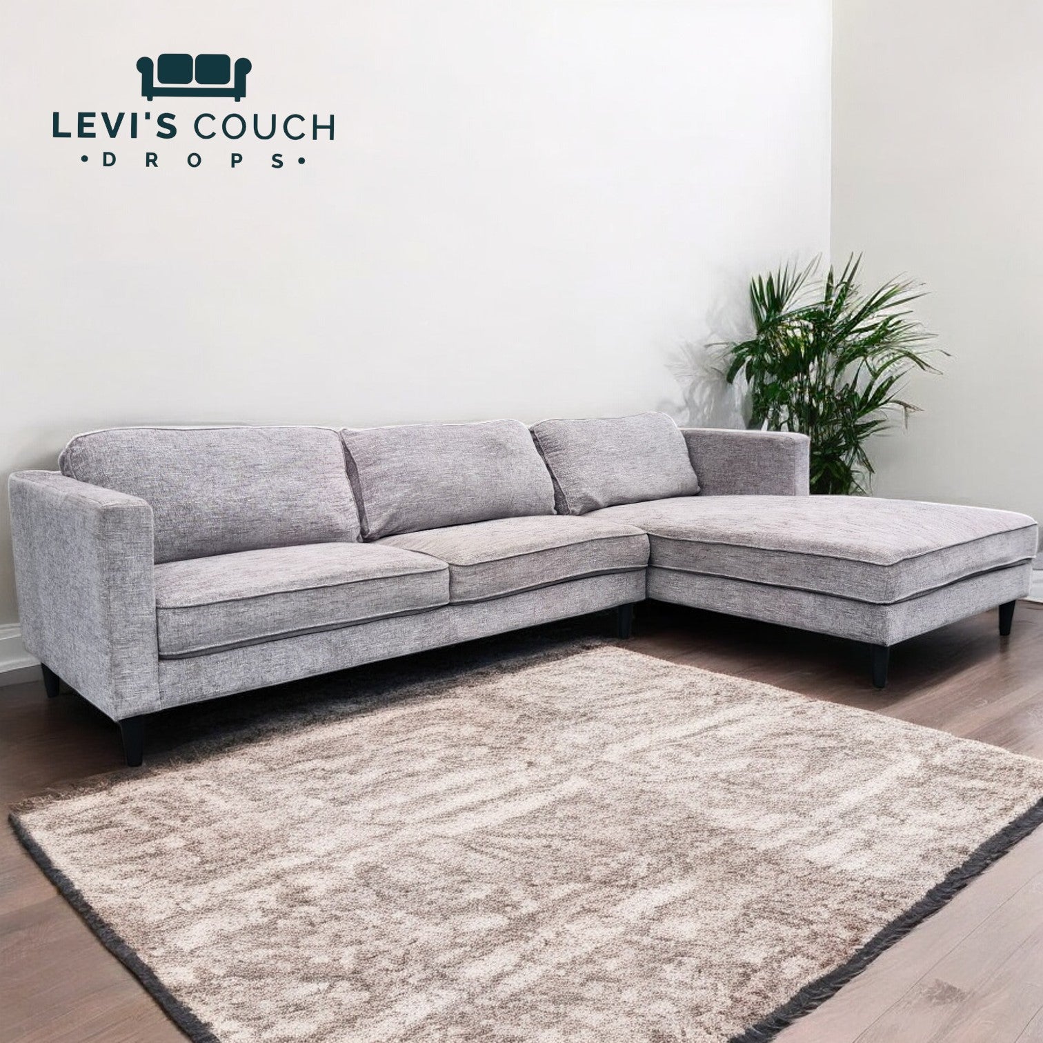 Corner L Shape Sectional Couch Sofa with Chaise in Gray