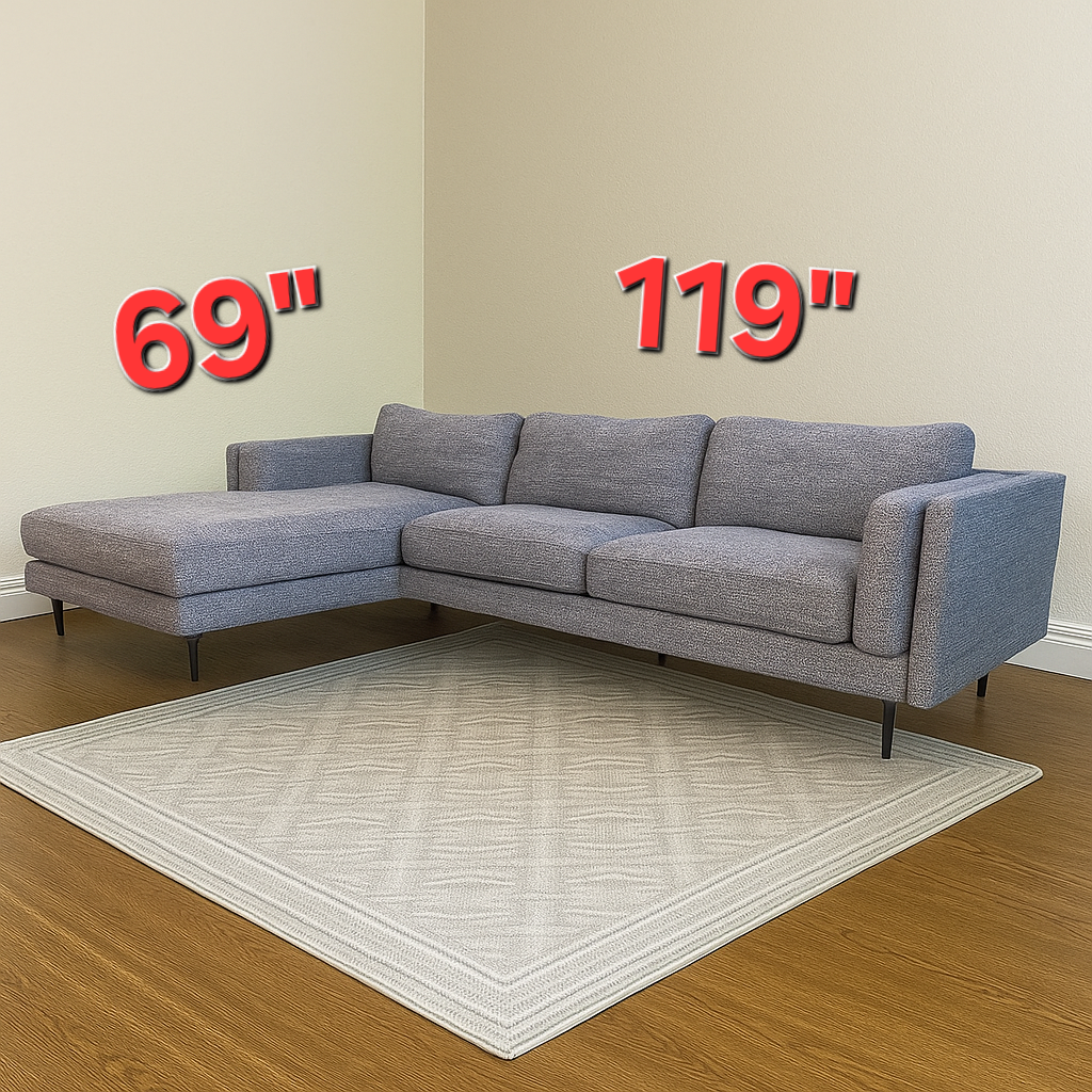 Beautiful Gray L Shape Couch with Chaise