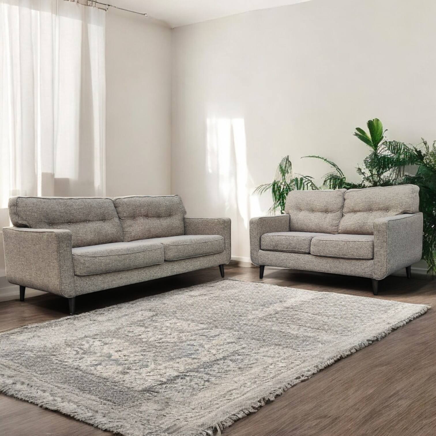 Ashley Furniture Dhara Loveseat and Sofa Matching 2 Piece Couch Set in Gray