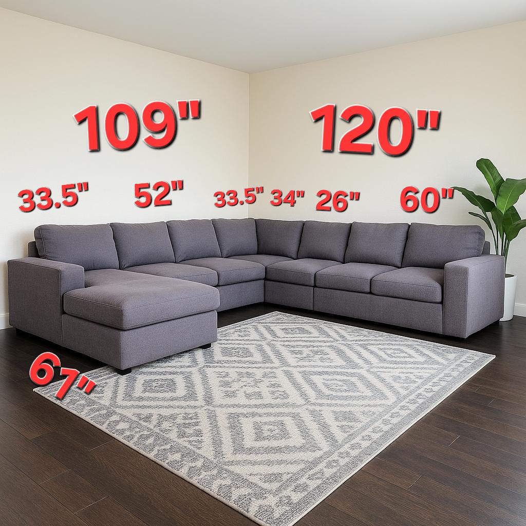 Extra Large Gray U Shaped Modular Sectional Couch Sofa