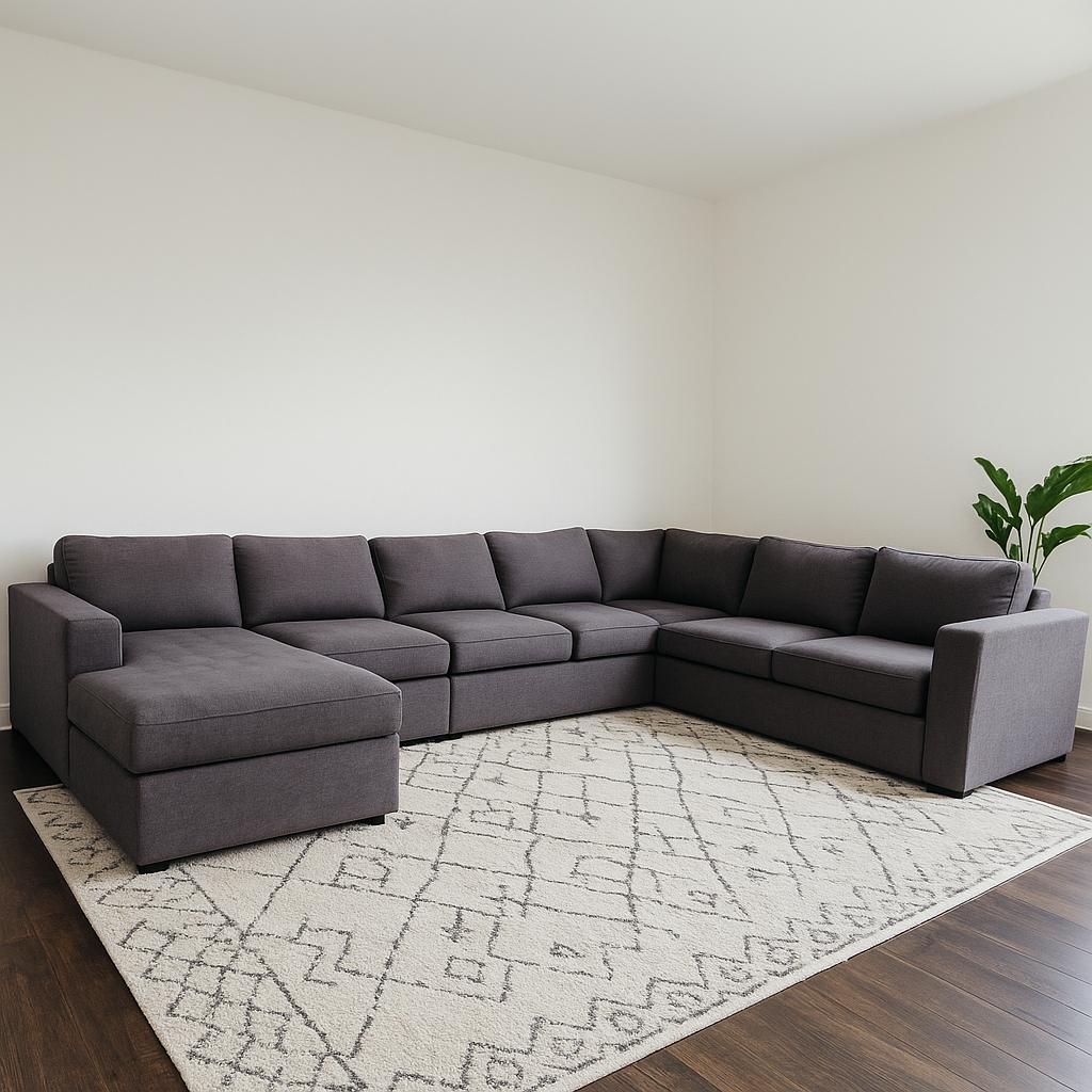 Extra Large Gray U Shaped Modular Sectional Couch Sofa