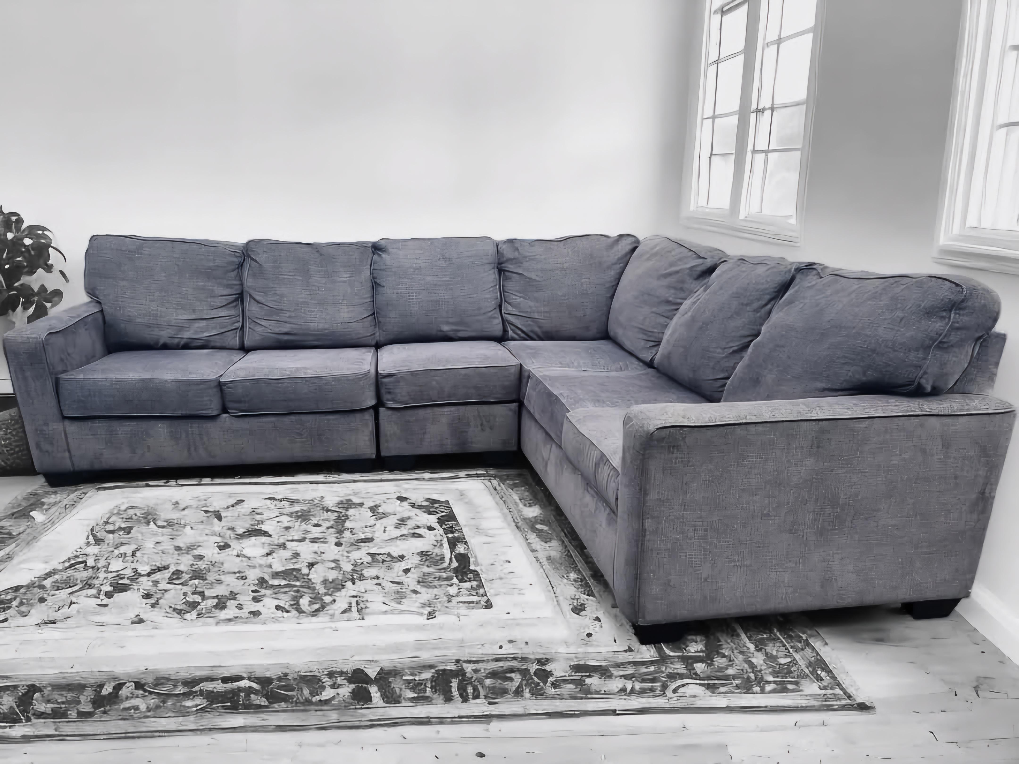 Large 3 Piece Gray L Shaped Sectional