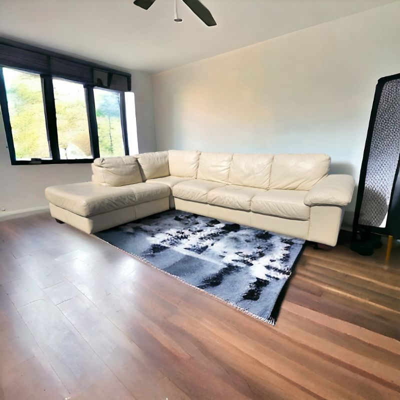 Leather Corner L Shape Sectional Sofa in White