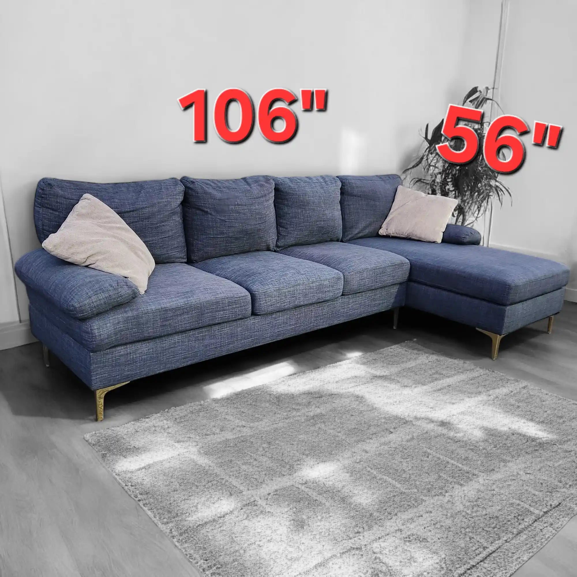 Navy Blue Corner L Shaped Sectional Sofa