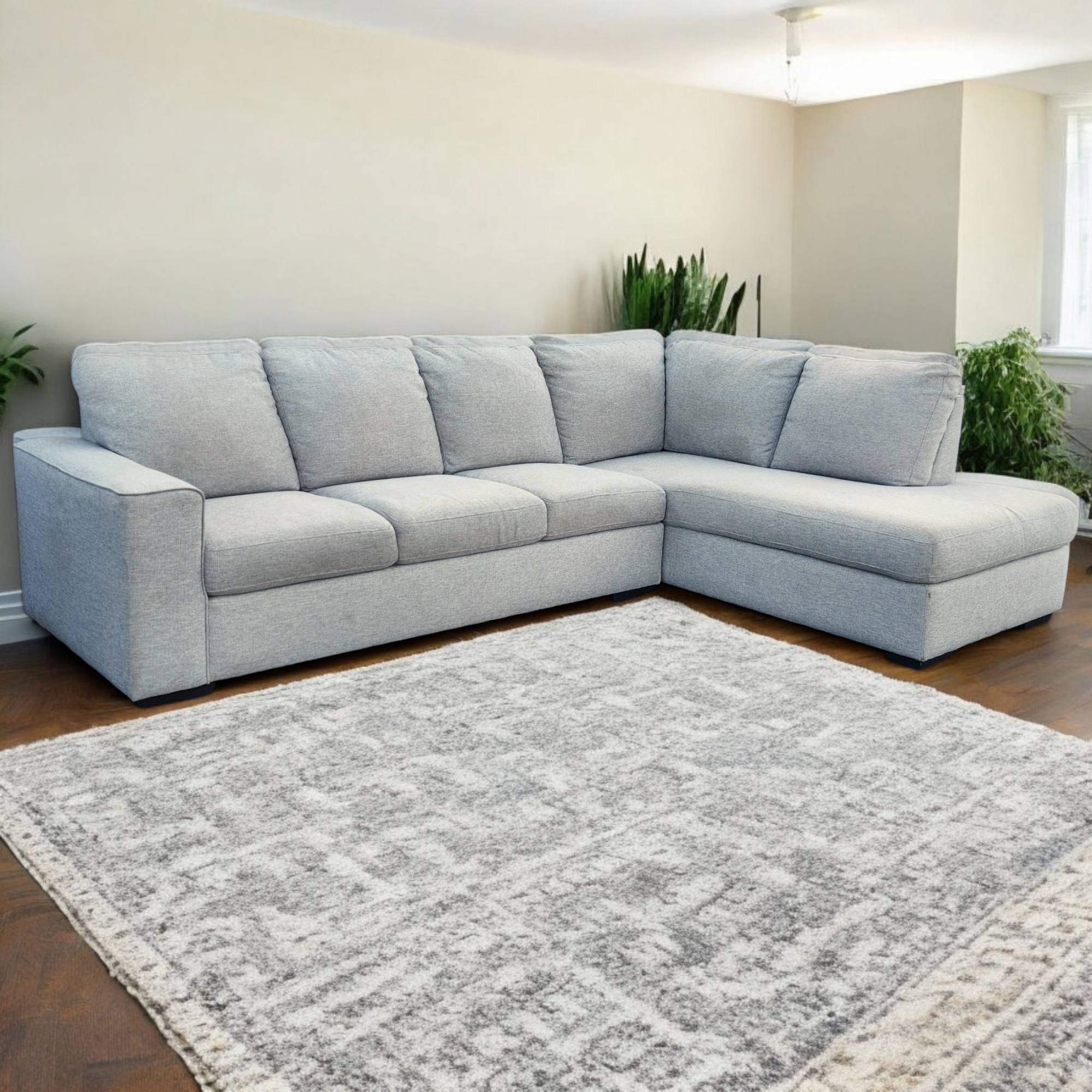 Living Spaces Light Gray L-Shaped Corner Sectional Couch