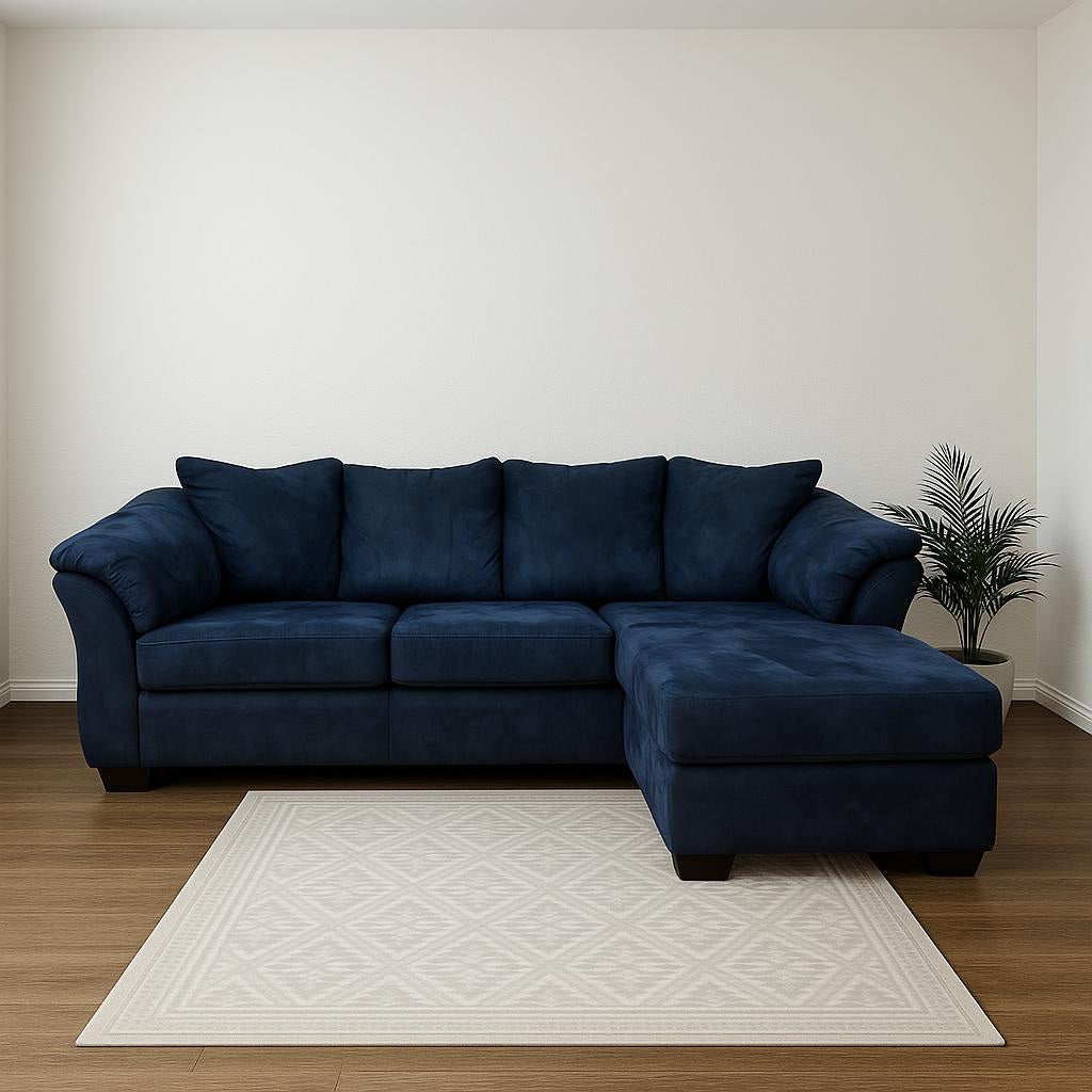 Black Dark Green Couch with Reversible Chaise