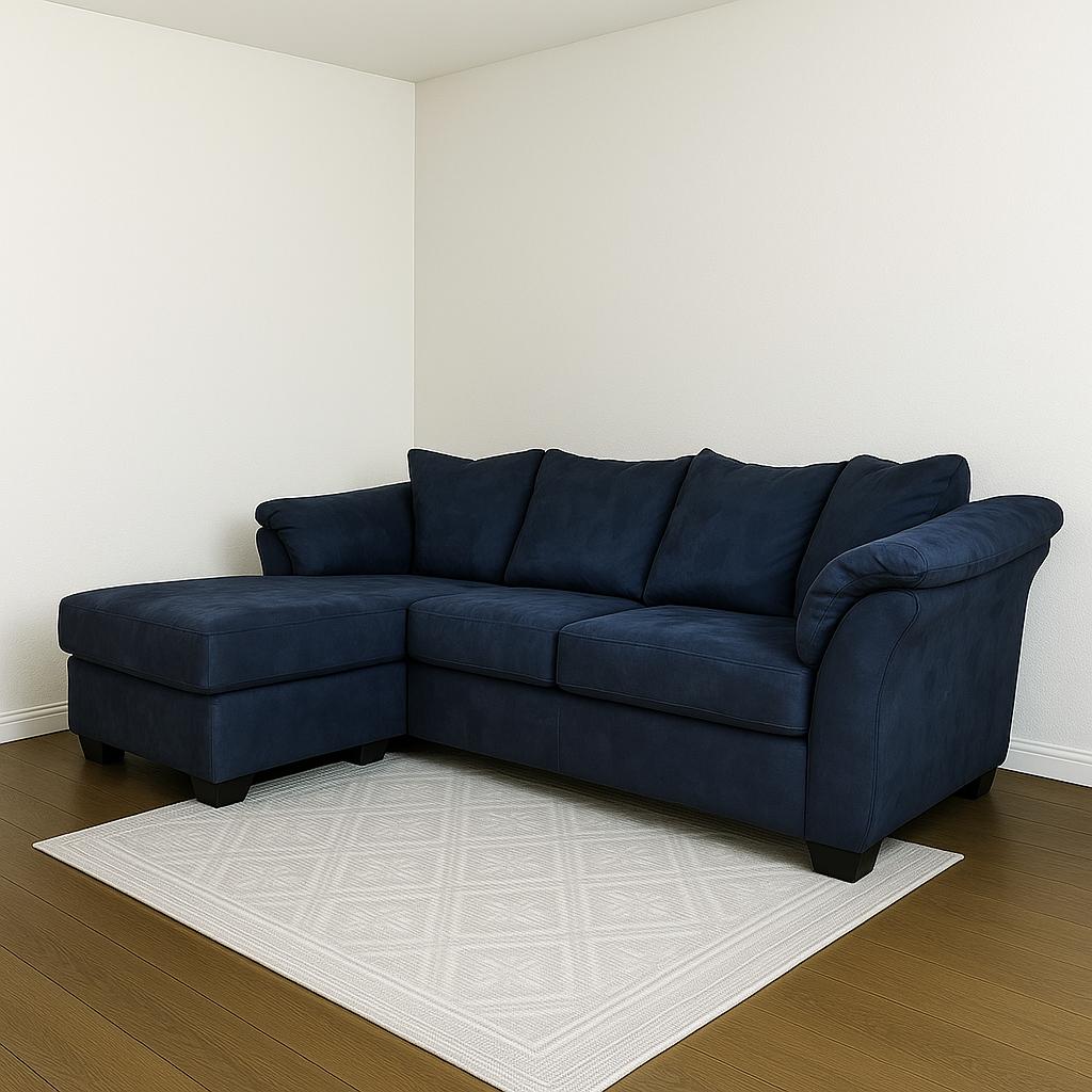 Black Dark Green Couch with Reversible Chaise