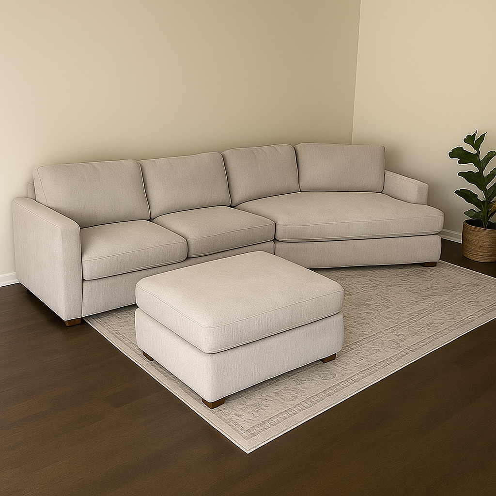 Large Thomasville Ezra Gray Angled Sectional Couch