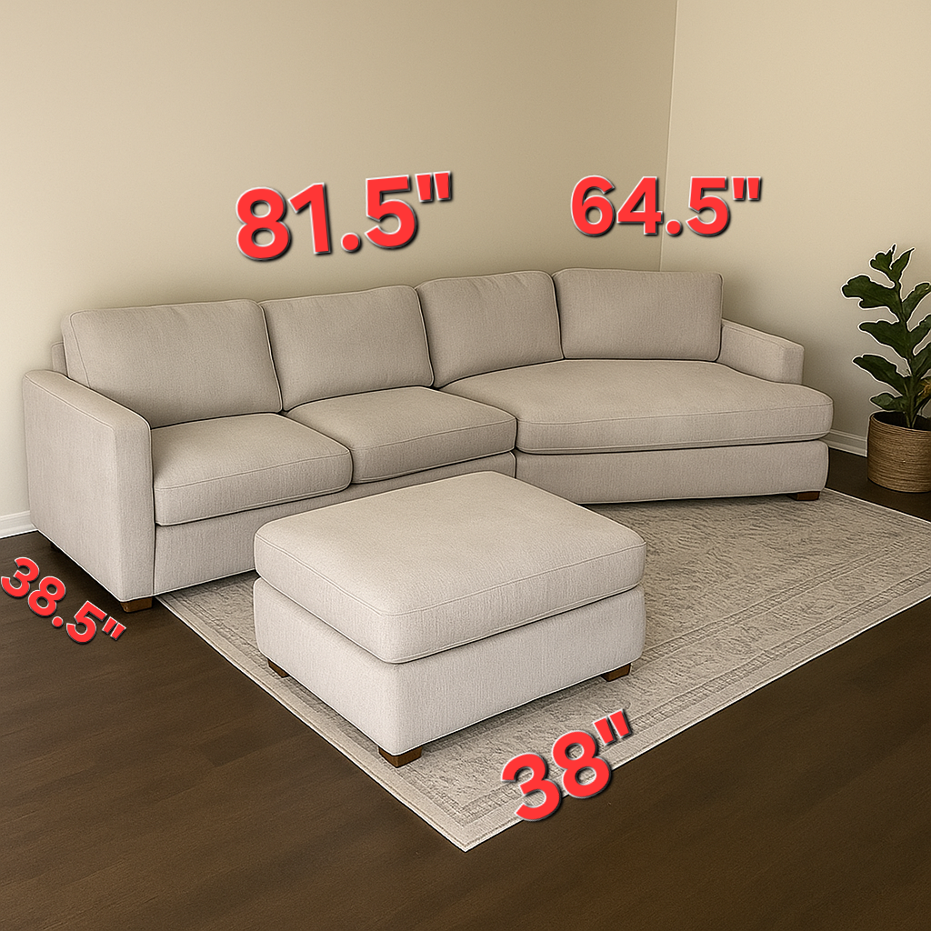 Large Thomasville Ezra Gray Angled Sectional Couch