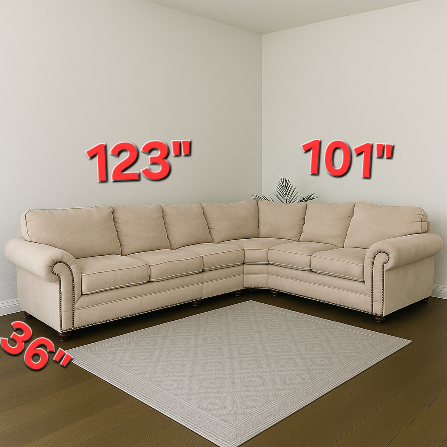 Extra Large Marks & Cohen Beige L Shaped Sectional Couch