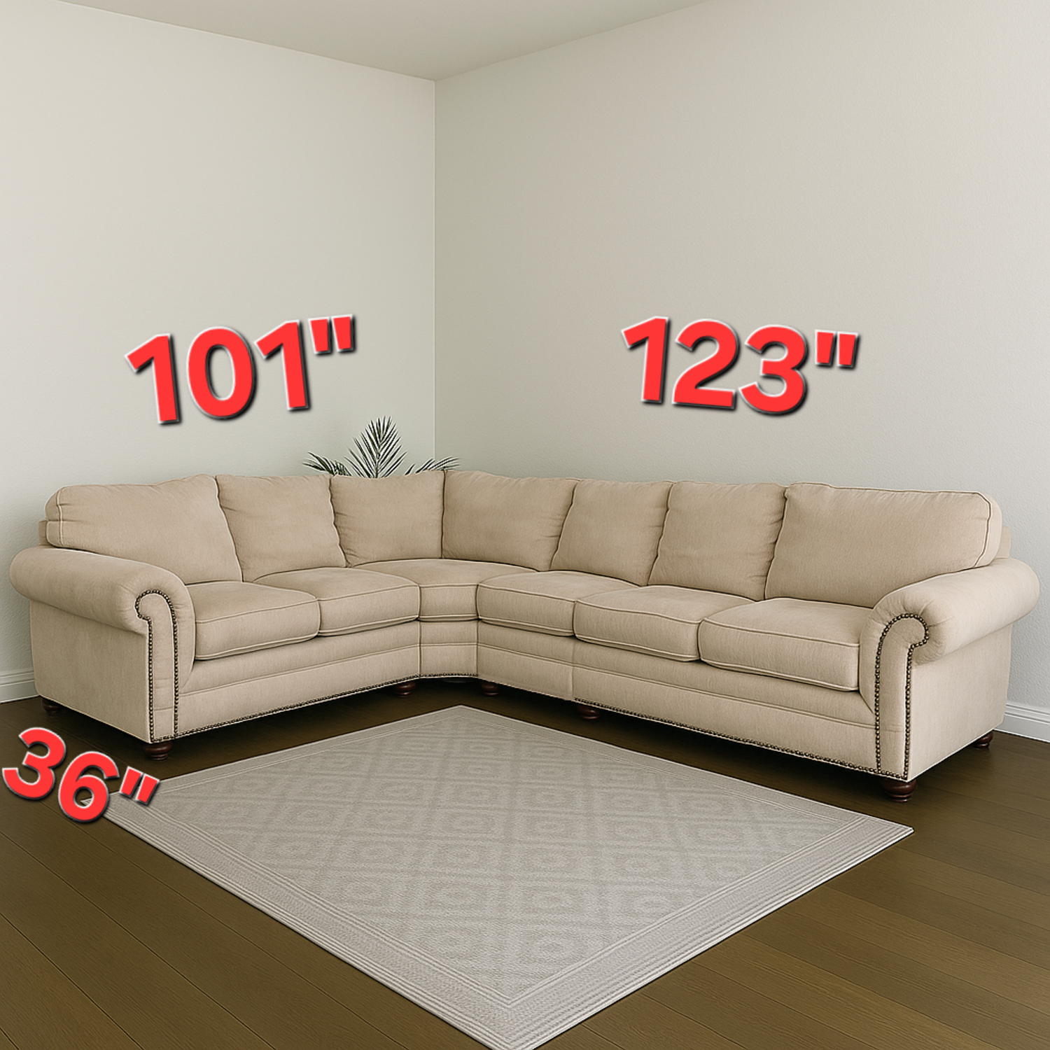 Extra Large Marks & Cohen Beige L Shaped Sectional Couch